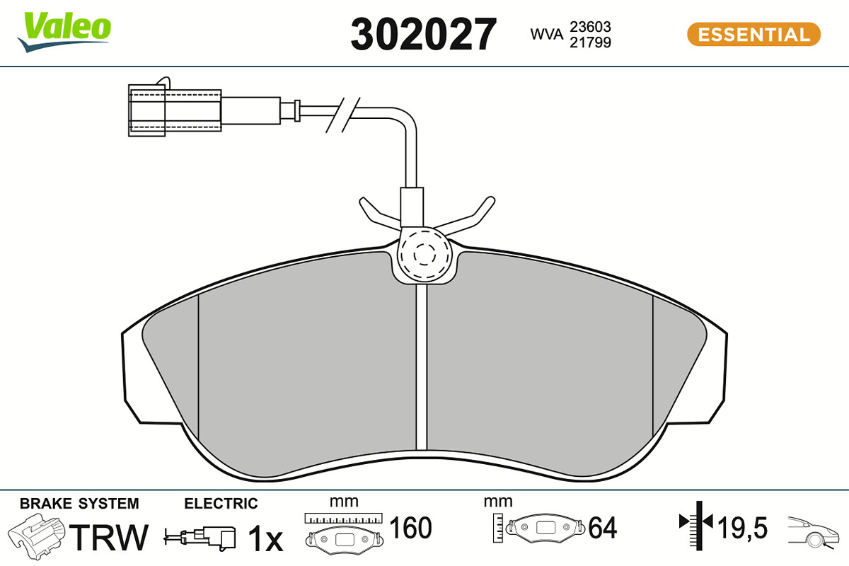 Jeu de 4 plaquettes de frein VALEO ref. 302027